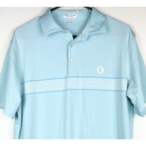 Peter Millar Summer Comfort Medium Blue Striped Polo Windmill Golf Athlesiure
